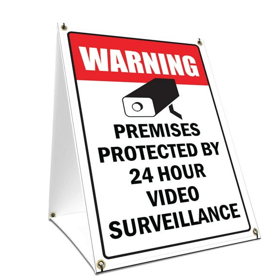 A-frame Sidewalk Video Surveillance Sign With Graphics On Each Side | 18" X 24" Print Size