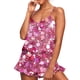 thumbnail image 1 of Puntoco Pijama para mujer, conjunto informal con dobladillo con volantes y estampado de bloques de colores, ropa de casa, pijama sexy con tirantes, 1 of 5