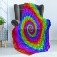 thumbnail image 4 of Rainbow Soft Flannel Fleece Throw Blanket, Psychedelic Spiral Pattern Vibrant Geometric Arrangement in Contemporary Style, Cozy Plush for Indoor and Outdoor Use, 70" x 90", Multicolor, by Ambesonne, 4 of 5