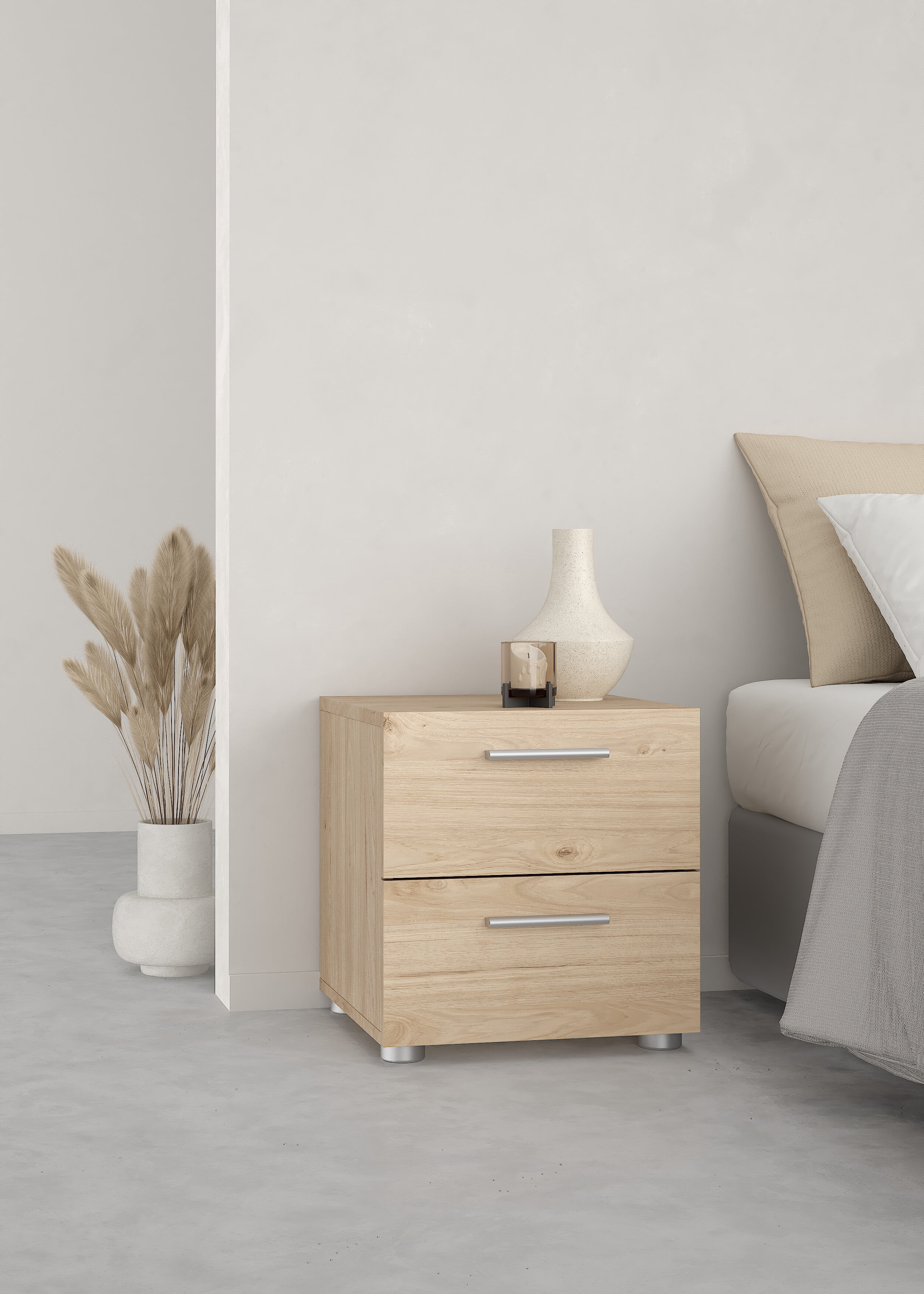 Tvilum Loft 2 Drawer Bedroom Nightstand for Adults, Jackson Hickory
