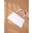 thumbnail image 5 of RUMANLAND Women's White Patent Leather Evening Bag, Top Handle Clutch Purse with Glossy Finish and Elegant Structured Design, 5 of 7