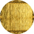 thumbnail image 1 of Ahgly Company Machine Washable Indoor Round Abstract Yellow Modern Area Rugs, 7' Round, 1 of 4
