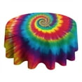 thumbnail image 4 of Colorful Rainbow Tie Dye Spiral Pattern Round Tablecloth 60"x60",Wrinkle Wipeable Table Cloth for Kitchen Dining Room Picnic Patio Party, 4 of 6