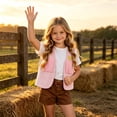 thumbnail image 7 of GiLiling ﻿Toddler Boys and Girls Fringed Western Cowboy Faux Suede Vest Open Front Sleeveless Tassel Hem Waistcoat (Pink, 13-14 Years), 7 of 7