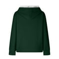 thumbnail image 6 of Kaprioy Womens Hoodies Casual Long Sleeve Drawstring Waffle Pullover Tops Loose Hooded Sweatshirt with Pocket Dark Green, XL, 6 of 6