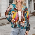 thumbnail image 3 of Jackets for Women Winter Coat Jackets Flannel Stand Collar Jacket(Colorful Cow Art Print,Size:S-4XL), 3 of 7