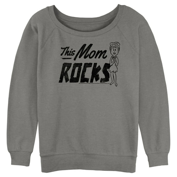 Junior's The Flintstones This Mom Rocks Sweatshirt Gray Heather X Large