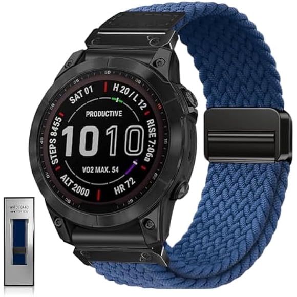 wonima11 Quickfit 26mm Magnetic Braided Watch Band Compatible with Garmin Fenix 8 51mm/Fenix 7X/6X/5X, Stretchy Nylon Sport Strap for Men and Women