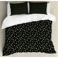 thumbnail image 1 of Rose Duvet Cover Set King Size, Rosebuds with Stems and Leaves on Dark Toned Background Feminine Themes, Decorative 3 Piece Bedding Set with 2 Pillow Shams, Black Pale Green Pink, by Ambesonne, 1 of 3