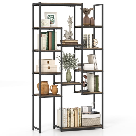 Gymax 71'' Tall Bookshelf w/12 Open Shelves Anti-tip Kit for Living Room Home Office