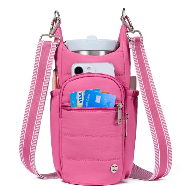 Bolso Telena Bandolera Portabotellas RFID Rojo Rosado