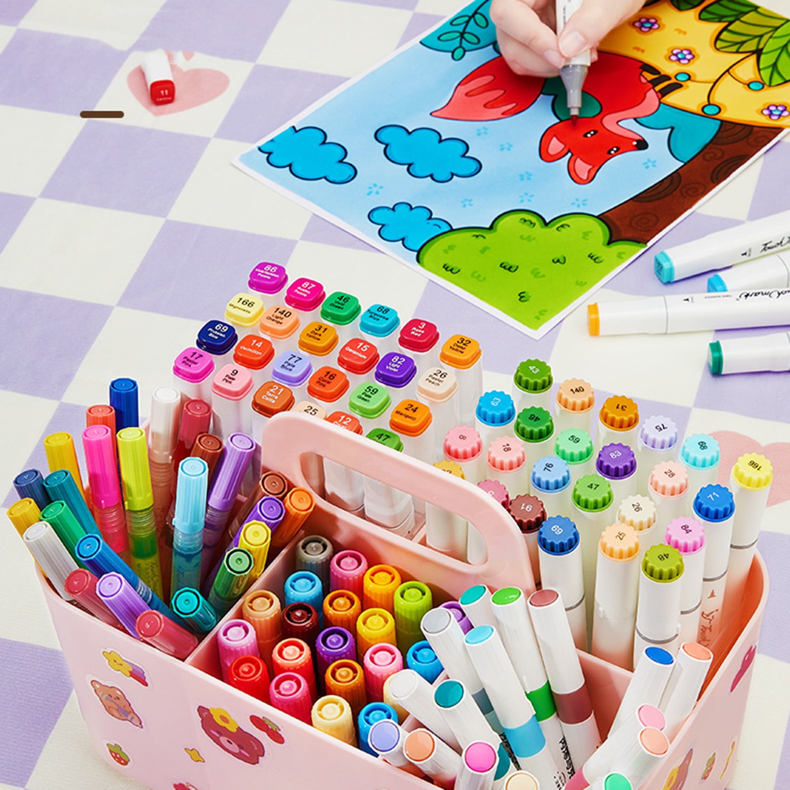 Large Capacity Desktop Stationary with Handle Watercolor Marker Caddies Art Supply Storage Holder