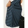 thumbnail image 5 of DARING DIVA Women's Striped Notched Lapel Button Closure Blazer XS Navy Grey Blue, 5 of 6