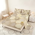 thumbnail image 2 of Manfei Hexagon Honeycomb Queen Sheets, Marble Queen Sheet Sets, Beige Gold, Reversible 4pcs1 Flat Sheet + 1 Fitted Sheet + 2 Pillowcases, 2 of 6