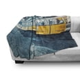 thumbnail image 3 of Yellow and Blue Soft Flannel Fleece Blanket, Old Tram in the City Center Vintage Urban Train Station European Town Image, Cozy Plush for Indoor and Outdoor Use, 50" x 70", Slate Blue, by Ambesonne, 3 of 6