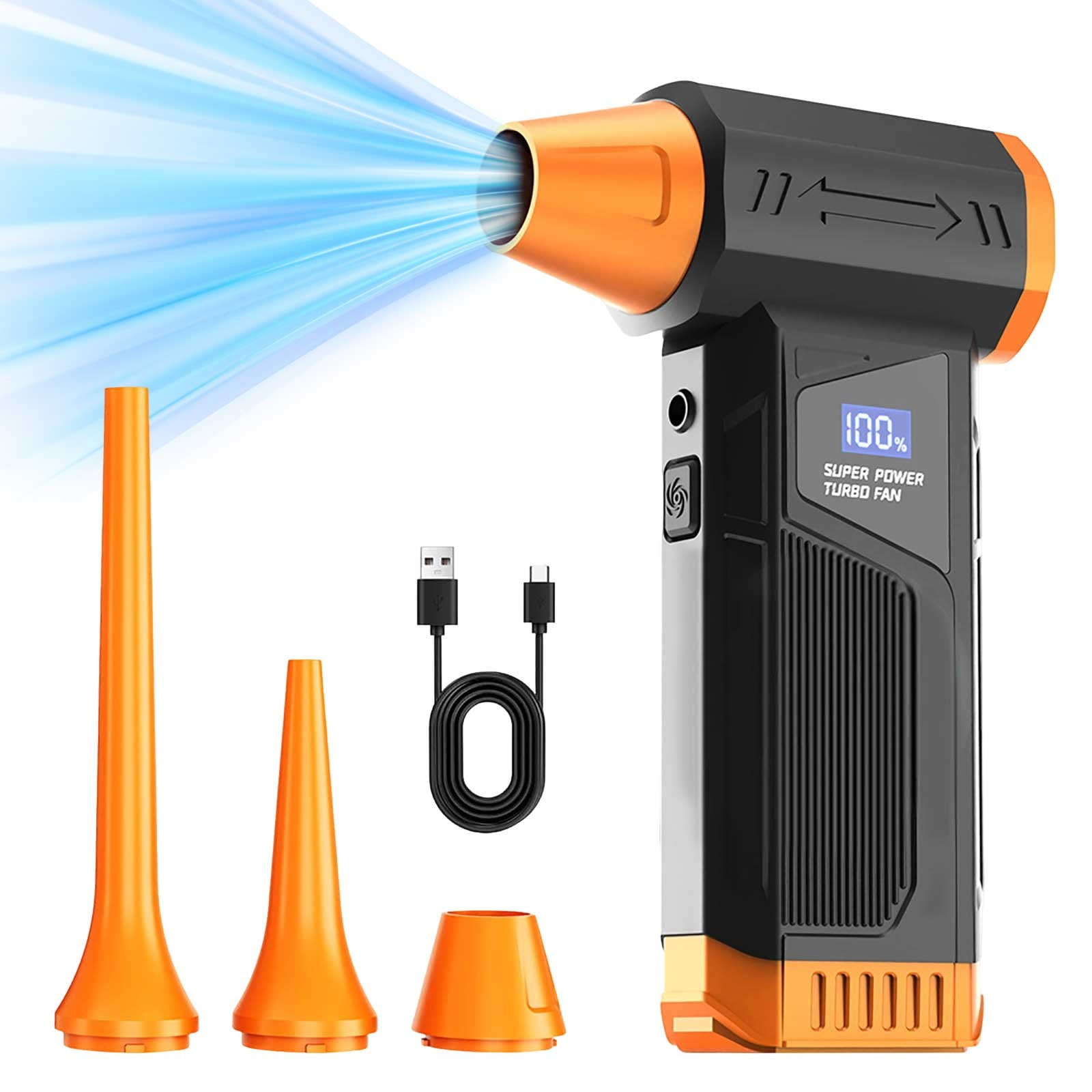Cordless Electric Air Duster 110000RPM High Speed Blower, Powerful Compressed Air Cleaner with 4 Speed Control and Multi Nozzles for Computer Keyboard Car Detailing Electronics