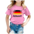 thumbnail image 1 of LUOGENLI T-Shirt pour Filles Enfants Drapeau de l'Allemagne Imprimé Manches Courtes Col Rond T-Shirt Floral Tendance Mode Chandail de Base Hauts Chemises pour Filles Longueur Midi Grande Taille8-9 Ans, 1 of 4