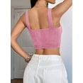 thumbnail image 2 of Osfvolr Women'S Sleeveless Crop Tops Ribbed Square Neck Cropped Tank Top Pink M, 2 of 5
