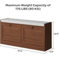 thumbnail image 2 of Brown Shoe Bench, Modern Entryway Bench with 2 Flip Drawers, Shoe Rack Bench with Padded Seat Cushion, Wooden Shoe Storage Bench for Entryway, Bedroom and Apartment, 2 of 7