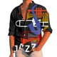 thumbnail image 1 of Camisas Para Hombre Camisa de manga larga con cuello vuelto y estampado de música informal para hombre (Black, XXL), 1 of 7