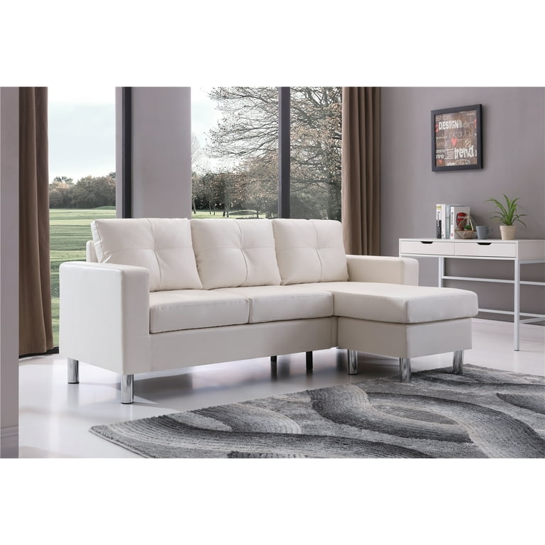 Braxton Small Space Convertible Sectional White color Walmart
