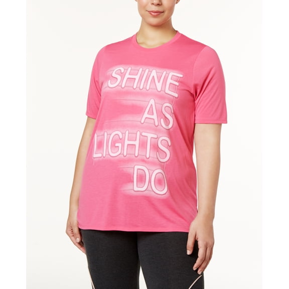 Soffe Womens Curves Plus Size Active Statement-Print T-Shirt Size 2X