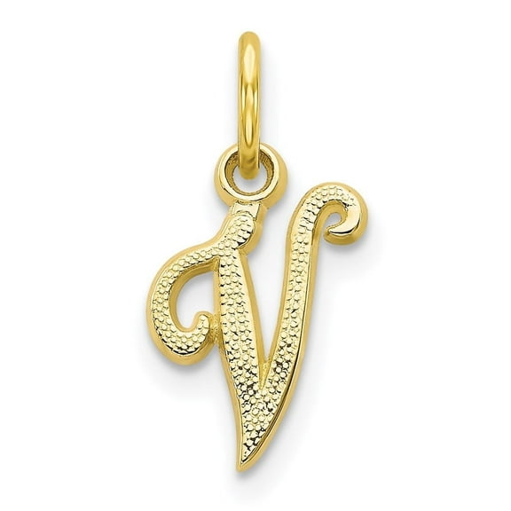 Auriga Fine Jewelry 10K Yellow Gold Solid Letter V Initial Charm Pendant for Women