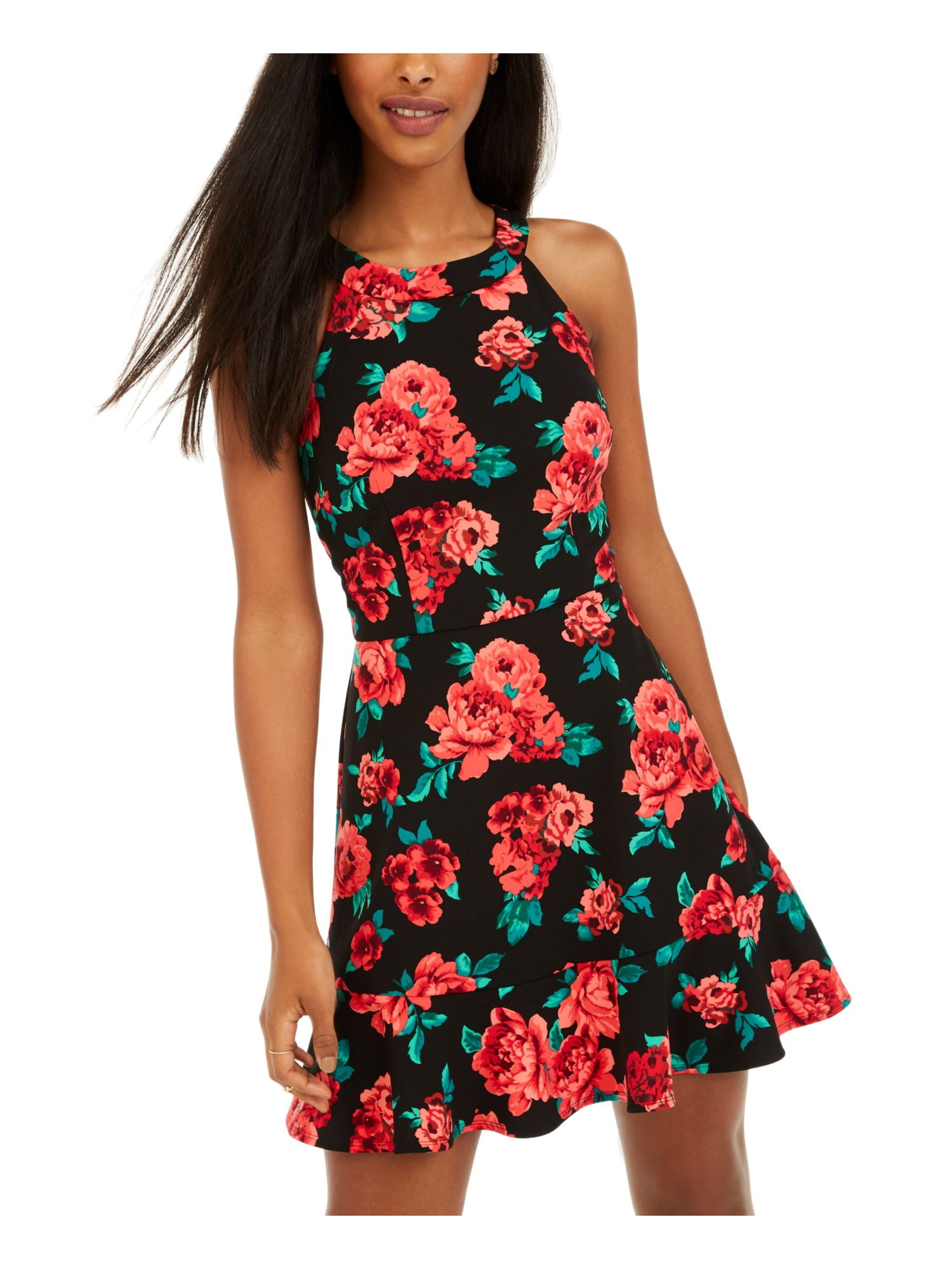 womens black fit and flare dress