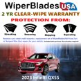 thumbnail image 2 of 2023 Infiniti QX55 Beam Wiper Blades Wipers w/2yr Warranty (Set of 3) w/Rear Wiper (WiperBladesUSA), 2 of 5