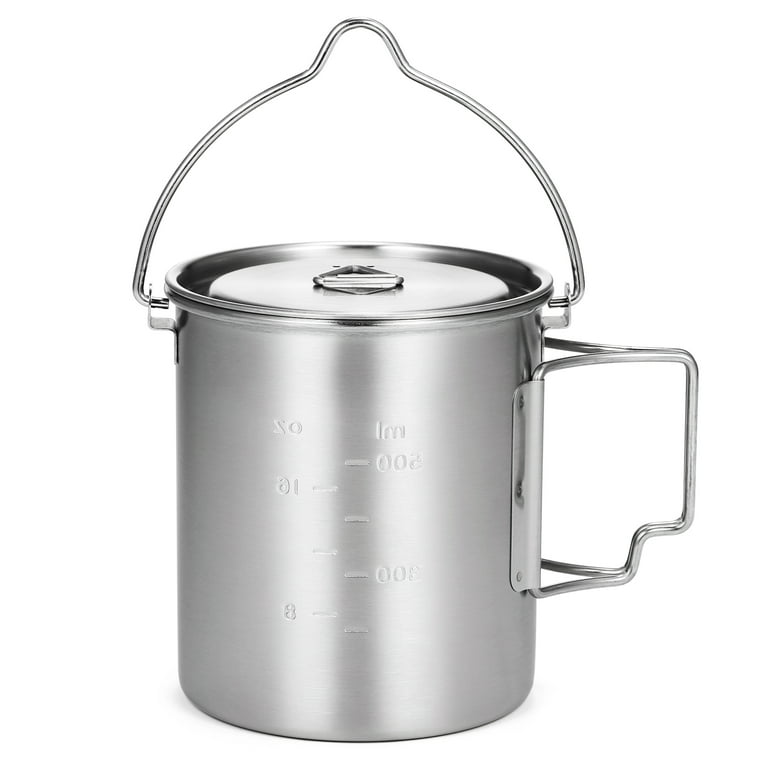 Camping Pot Portable Stainless Steel Camping Pot With Spout Pouring Cooking  Kettle for Camping Pot Handle Outdoor Tableware - AliExpress
