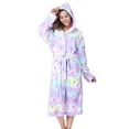 thumbnail image 4 of RONGTAI Batas para Mujer Albornoz con Capucha De Estrella con Estampado De Lana De Felpa Camisón Grueso con Bolsillos Ropa De Dormir Esponjosa XX-Large, 4 of 5