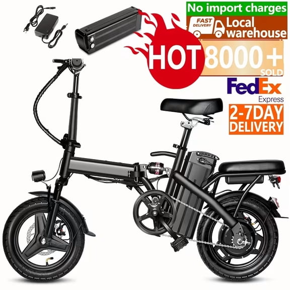 14 Inch Foldable E-Bike for Adults, 500W Peak Motor & Dual Suspension, 19 MPH, 18-32 Mile Range, 36V 12Ah Removable Battery, Compact Commuter, High-Carbon Steel, UL2849