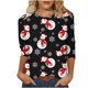 thumbnail image 1 of Camisas Navideñas Para Mujer Moda Blusa de Manga Tres Cuartos Cuello Redondo Casual Chriatmas Impreso Tops Odeerbi ODB200488, 1 of 5