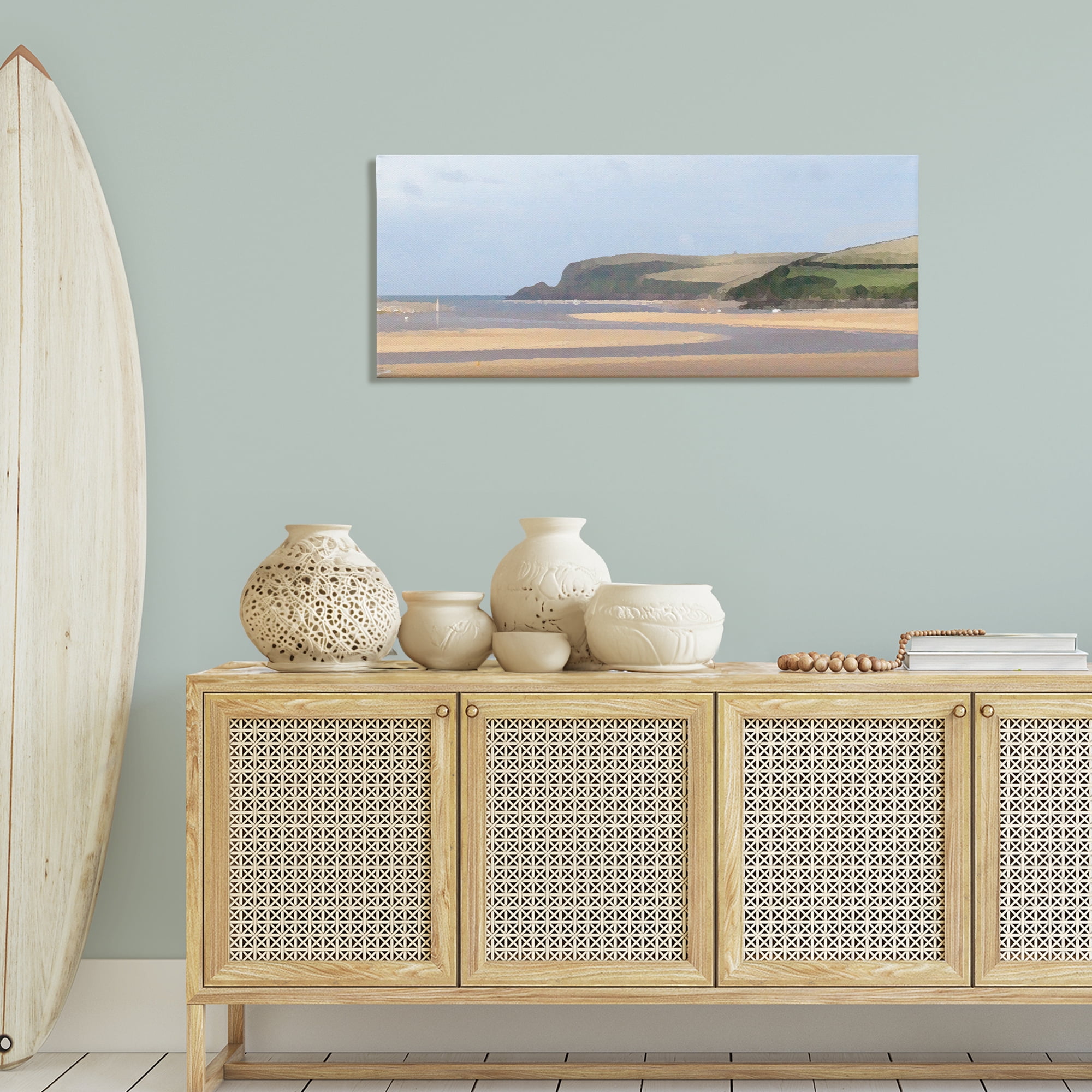 Stupell Industries Sunlit Sands Beach Landscape Painting Gallery Wrapped Canvas Art Print Wall Art, 48 x 20