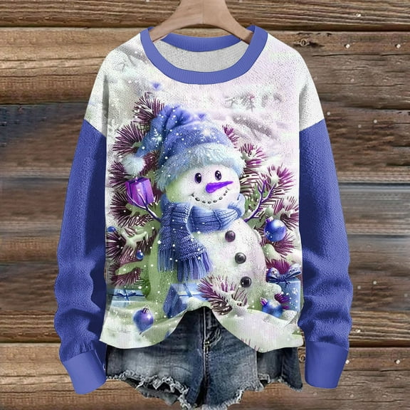 WXLWZYWL Women's Christmas Sweatshirts 2024 Rhinestone 3D Cute Xmas Tree Tops Trendy Crewneck Pullovers Long Sleeve Shirts