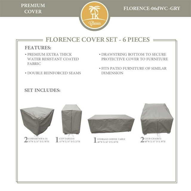 Housse de Protection FLORENCE-06d Sertie en Gris