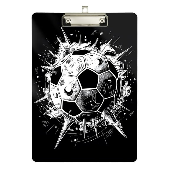 ALAZA Plastic Clipboard A4 Letter Size Decorative Clipboards for Students Women Men 9" x 12.5" Soccer Ball Black