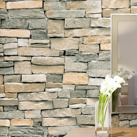Full Wall Wallpaper Mural - 10MX45cm 3D Brick Schist Self-adhesive Wallpaper Sticker Film Wall Sticker Roll Vinyl Mural Bedroom Living Room Home Decoration