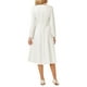 thumbnail image 3 of Vestido midi A-line de manga larga con cuello plisado para mujer INSPIRE CHIC XL blanco, 3 of 5