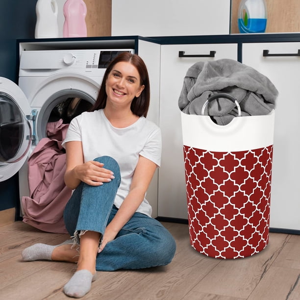 Cesta de ropa sucia plegable de algodón resistente al agua (estampado rojo 82L) Sywqhk Libre de BPA
