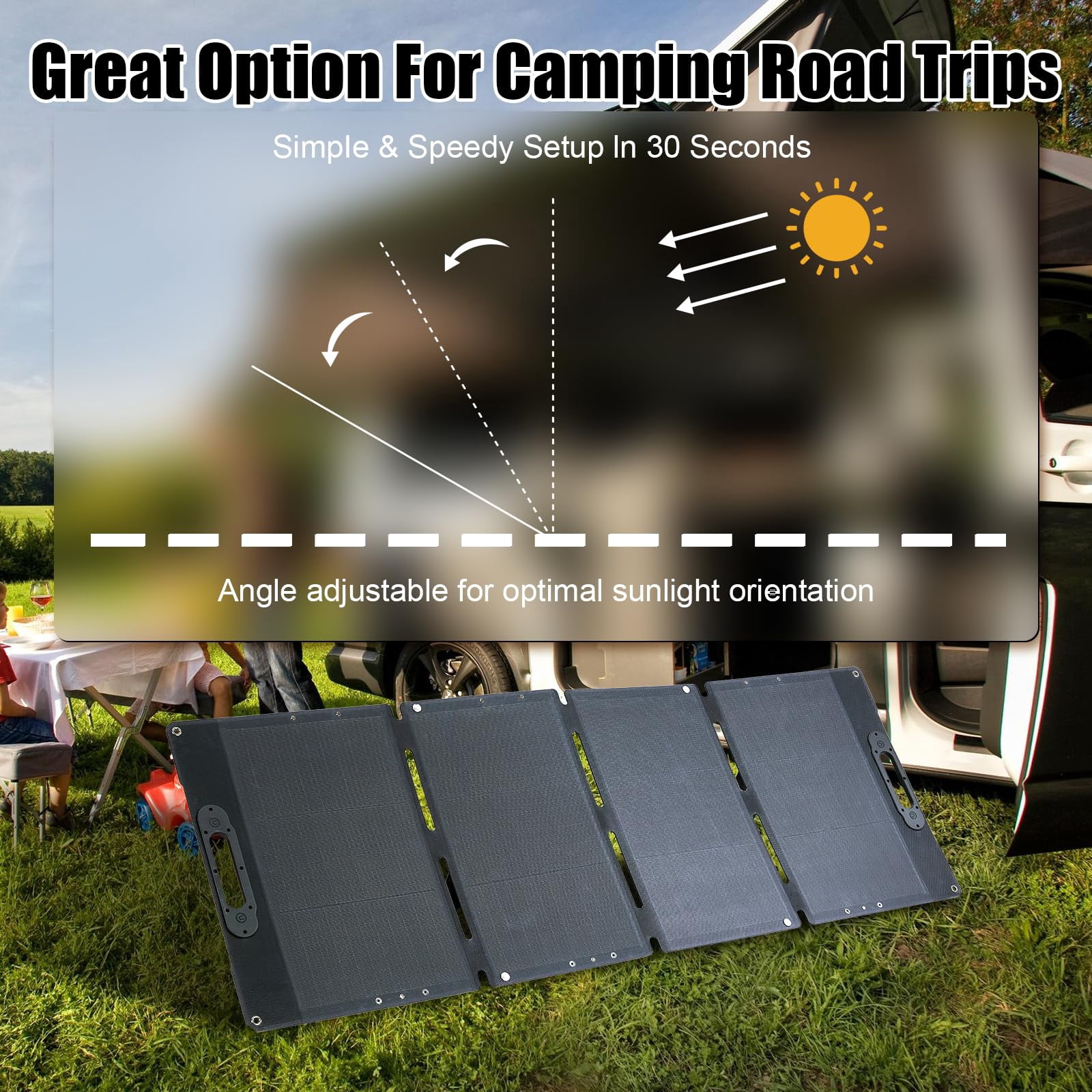 Towallmark 100W Foldable Monocrystalline Solar Panel – Portable 18V Solar Charger with 23.5% Efficiency, MC4 Cable, IP65 Waterproof, Ideal for Camping, Vans, and Outdoor Adventures