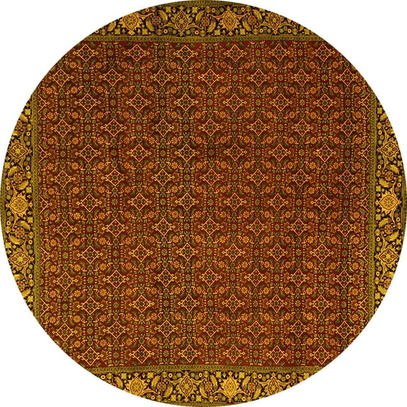 Ahgly Company Indoor Round Persian Yellow Traditional Area Rugs, 8' Round