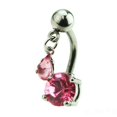 thumbnail image 2 of Belly Ring Reverse Teardrop Dangle Dual Gem Surgical Steel Navel piercing, 2 of 4