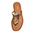 thumbnail image 3 of FSJ Women Comfort Open Toe Flat Sandals Slip on Flip-flops Without Heel Metal Buckle Lightweight Chic Outdoor Slippers Brown Size 6, 3 of 6
