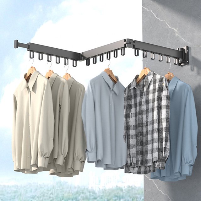 Ruiboury Extendable Clothes Rack Wall Mounted For Outdoor Folding Folding Arm And Hanger Bracket. When Dont black Double fold