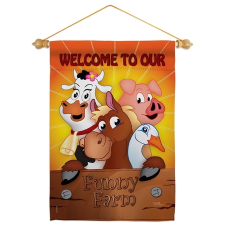 Funny Farm Garden Flag Set Barnyard Animal 13 X18.5 Double-Sided Yard Banner