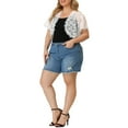 thumbnail image 2 of DARING DIVA Plus Size Sheer Shrug Floral Lace Shrugs Tops 4X White, 2 of 7