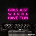 thumbnail image 3 of Craftnamesign Girls Just Wanna Have Fun Neon Sign, Room Decor, Quotes Sign, 3 of 4
