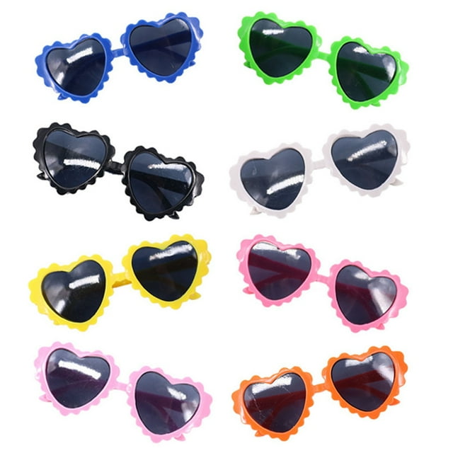 8 Paires de Lunettes de Poupée en Forme de Cœur Lunettes de Soleil pour Poupée de 18 Pouces