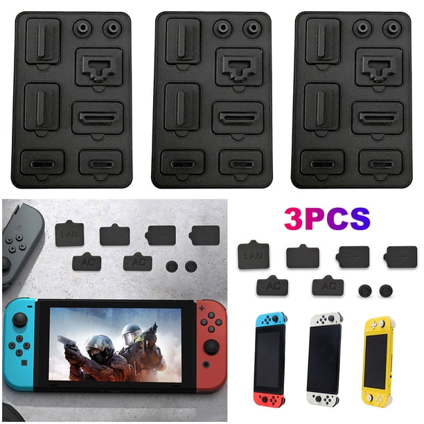 Juego Tapones Malla 8 Piezas Cubierta Antipolvo para Interruptor NS/interruptor OLED (negro)